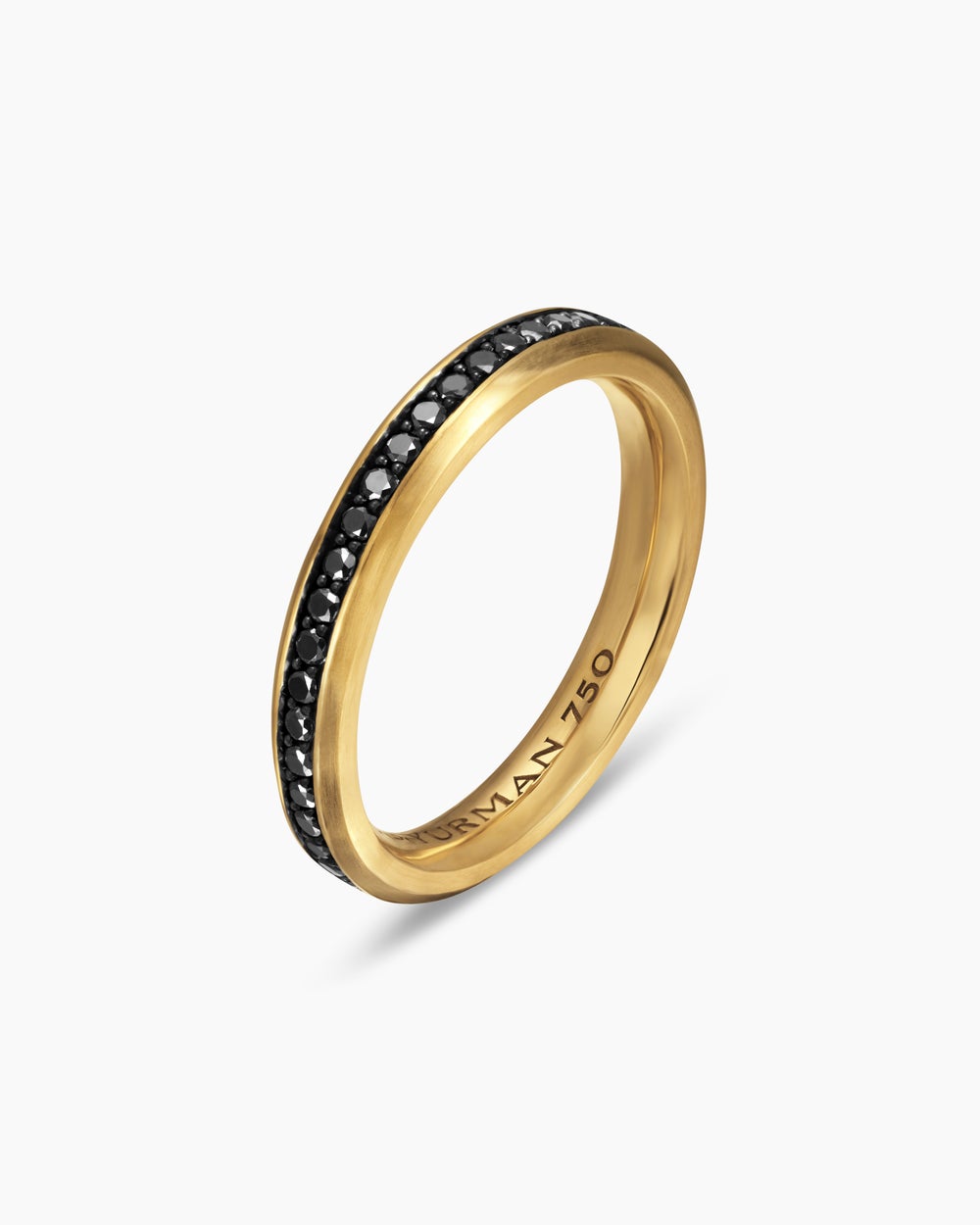 Anneau Beveled en or jaune 18 carats avec diamants noirs, 3,5 mm homme