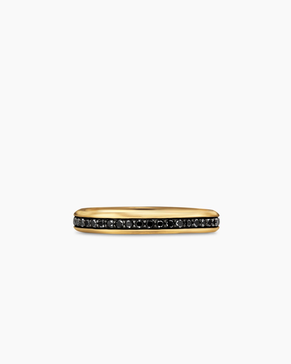 Anneau Beveled en or jaune 18 carats avec diamants noirs, 3,5 mm homme