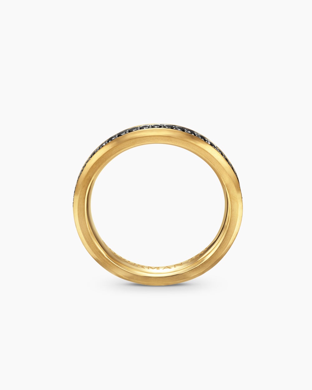 Anneau Beveled en or jaune 18 carats avec diamants noirs, 3,5 mm homme