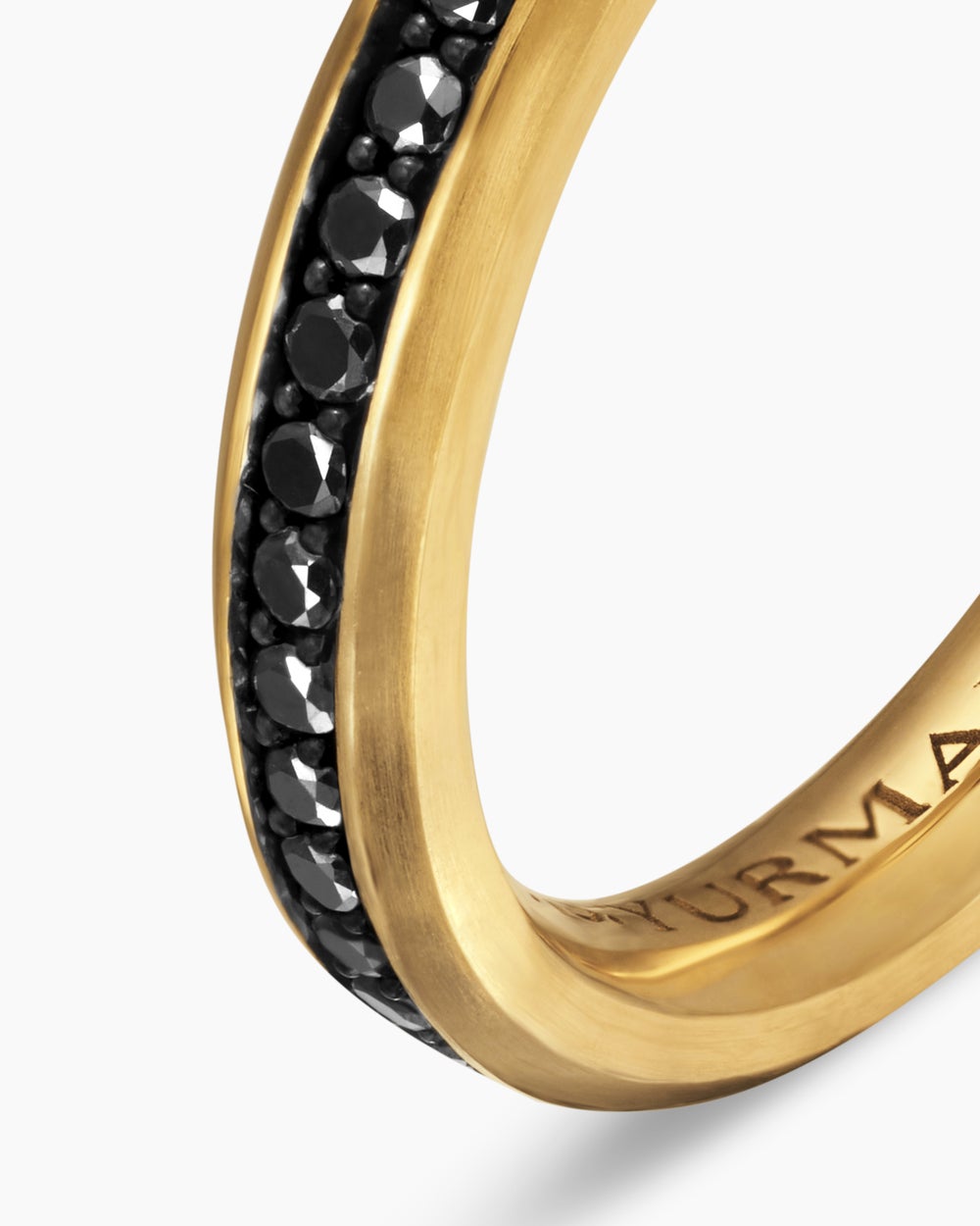 Anneau Beveled en or jaune 18 carats avec diamants noirs, 3,5 mm homme