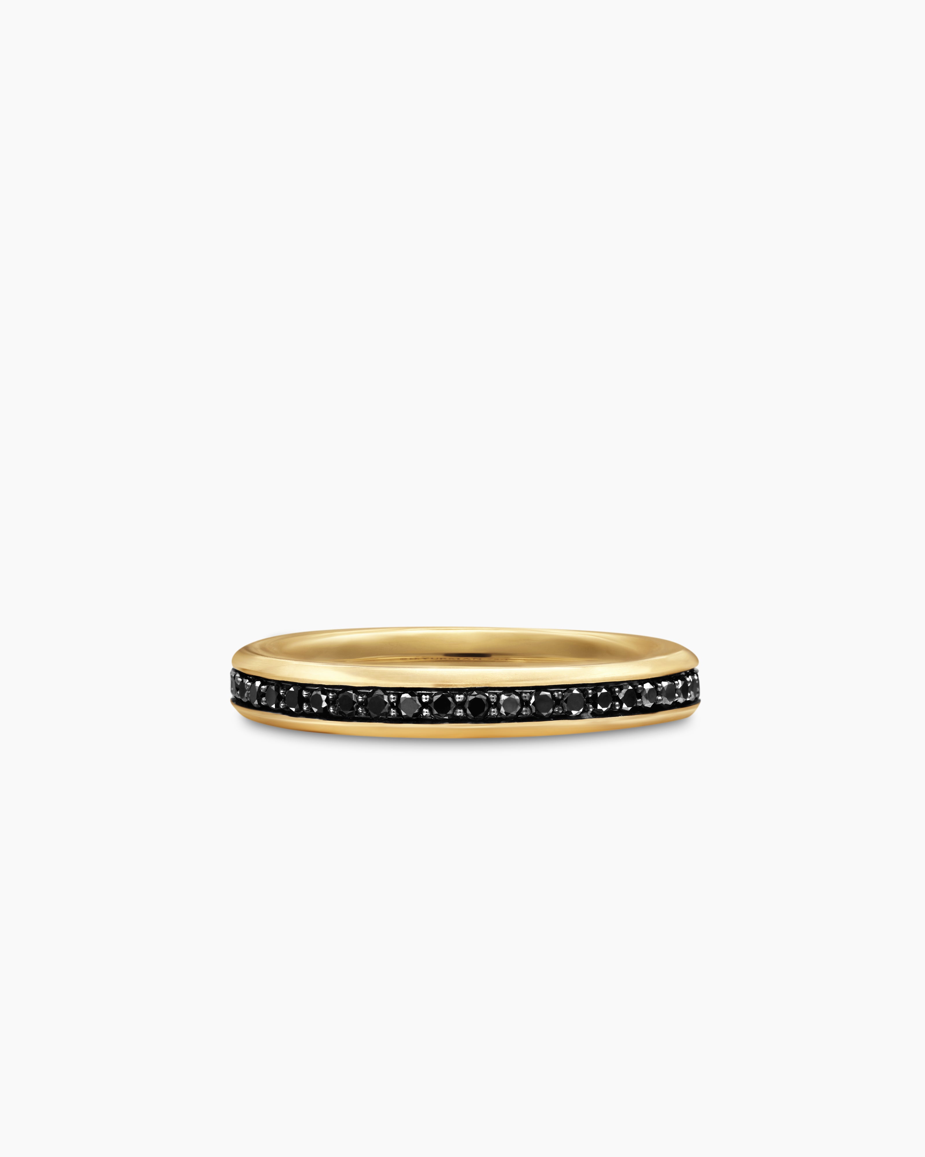 Anneau Beveled en or jaune 18 carats avec diamants noirs, 3,5 mm homme 
