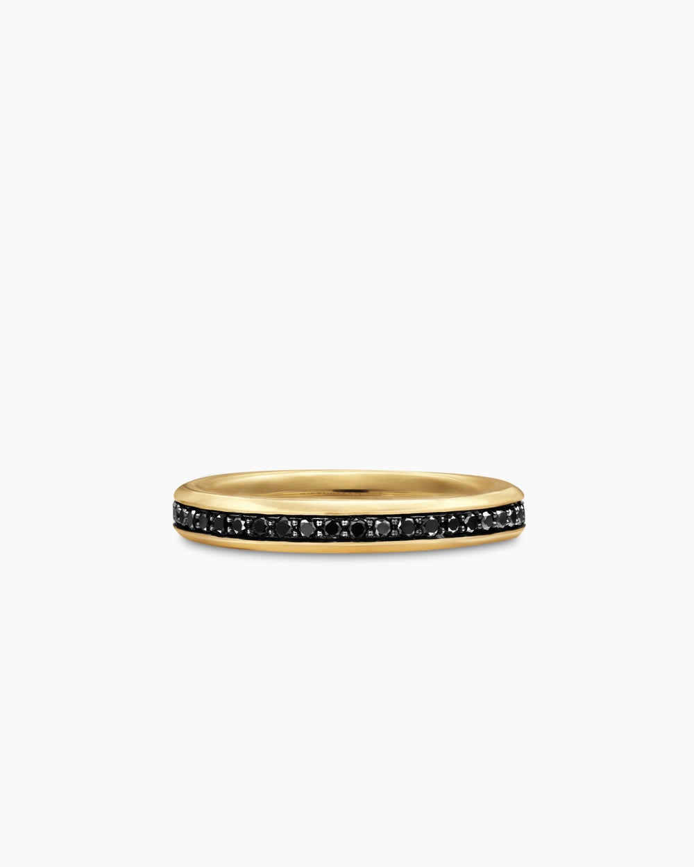 Anneau Beveled en or jaune 18 carats avec diamants noirs, 3,5 mm homme
