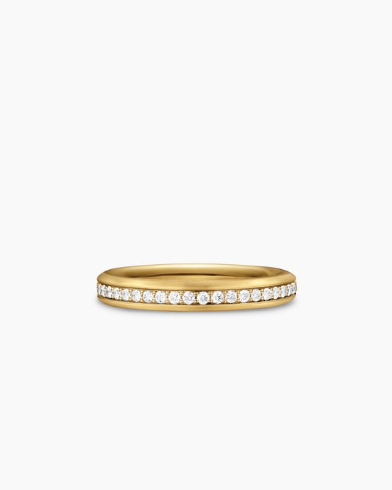 Bevelled Band Ring in 18K Yellow Gold with Diamonds, 3.5mm