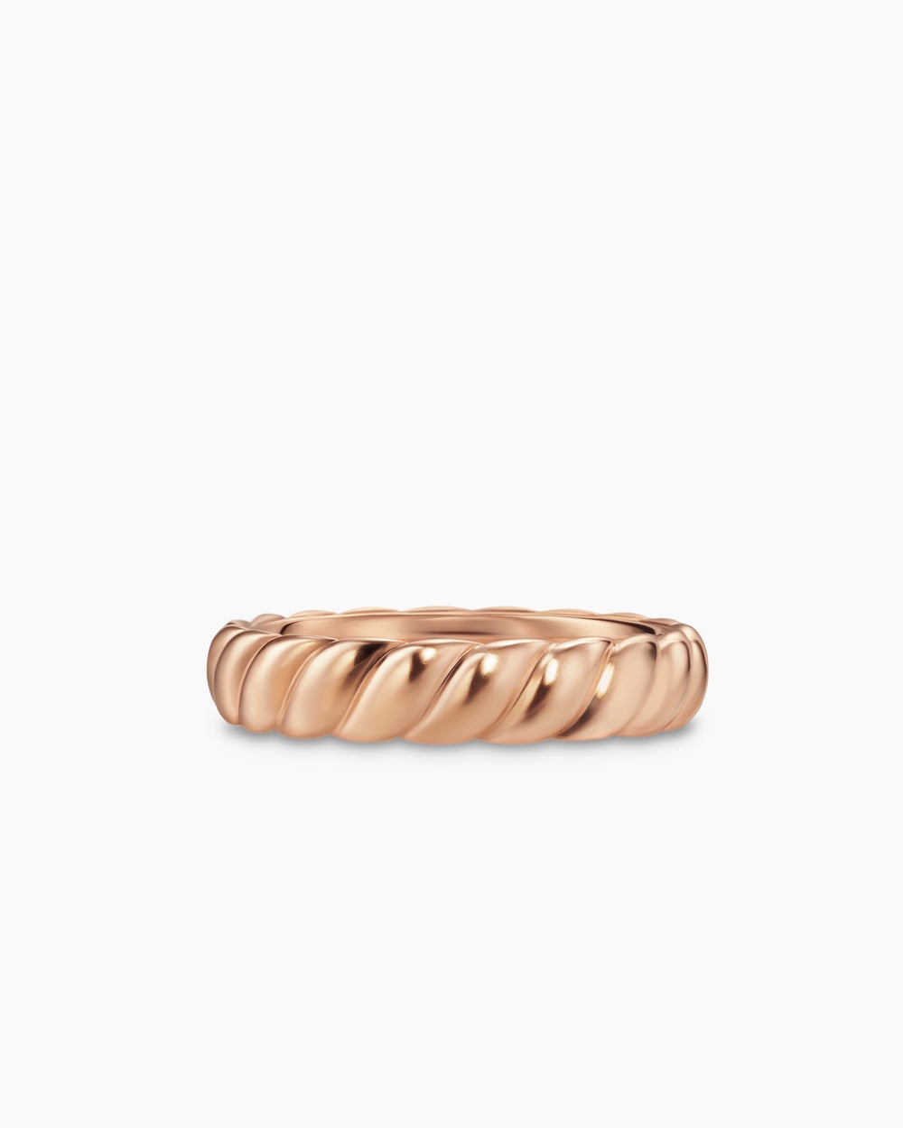 Mens Sculpted Cable Band Ring in 18K Rose Gold, 5mm