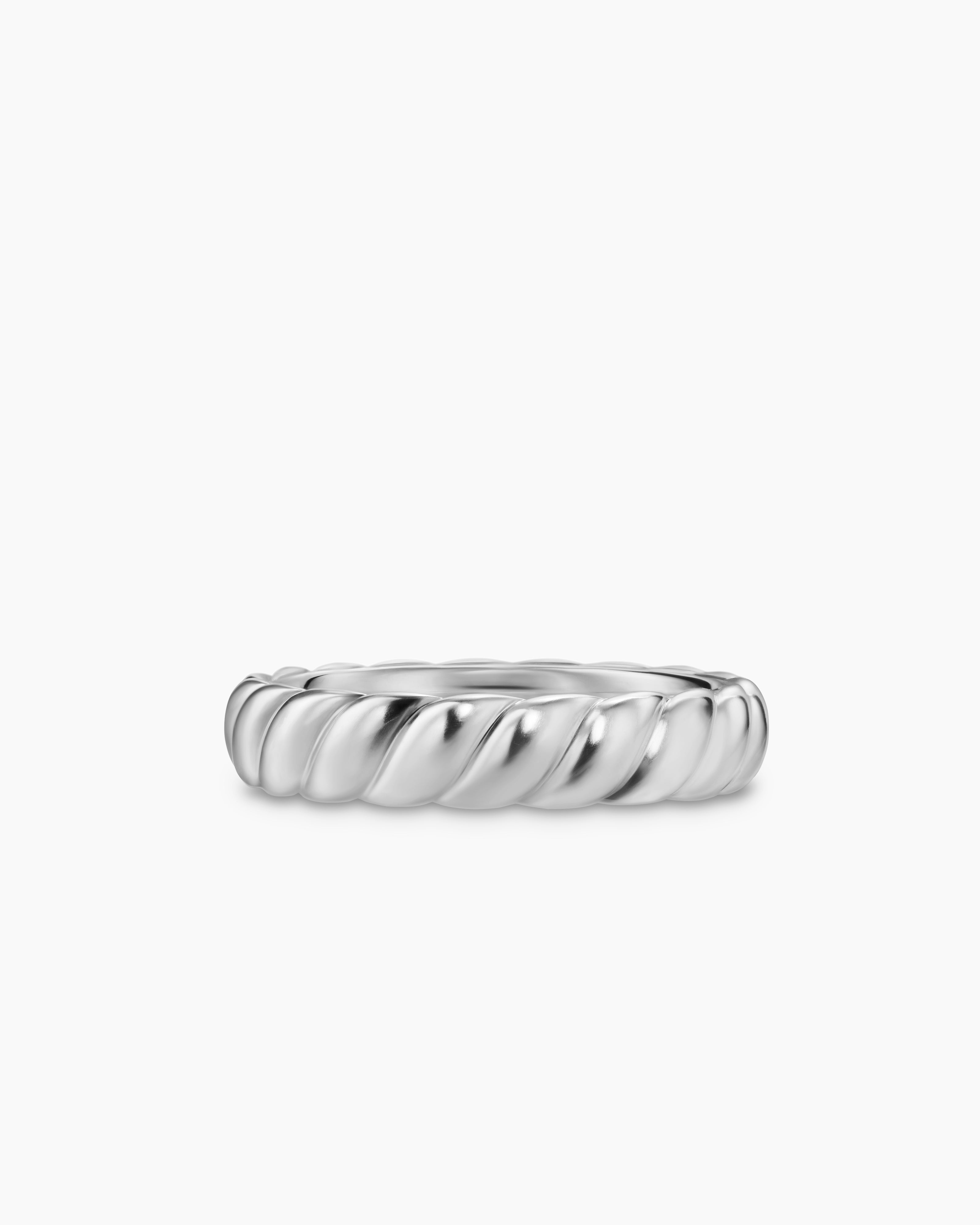 Anneau Sculpted Cable en or blanc 18 carats, 5 mm hommes 