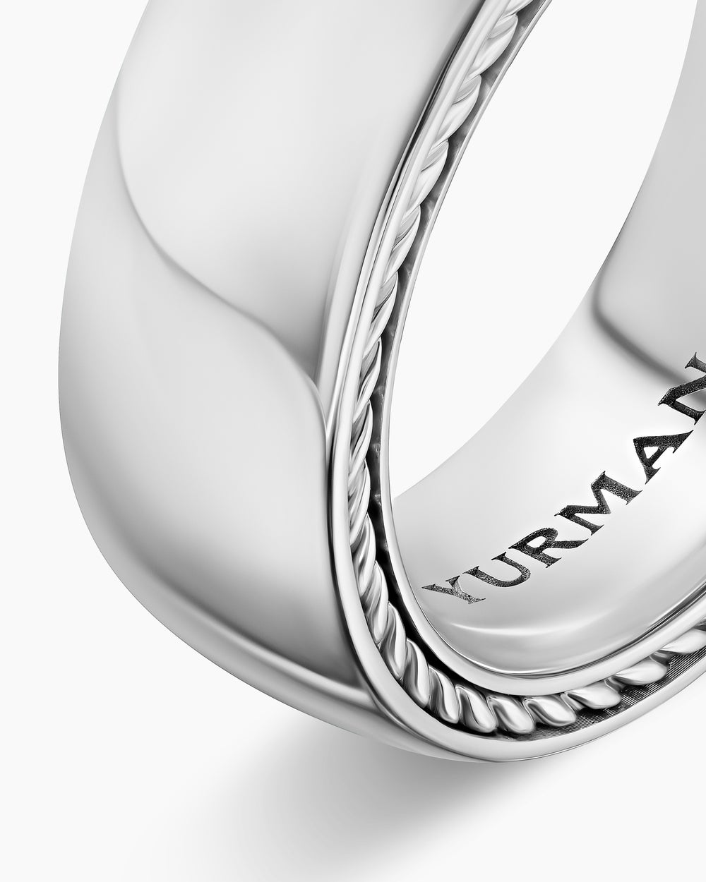 Mens Streamline® Band Ring in 18K White Gold, 8mm