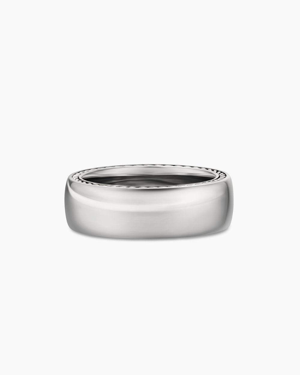 Mens Streamline® Band Ring in 18K White Gold, 8mm