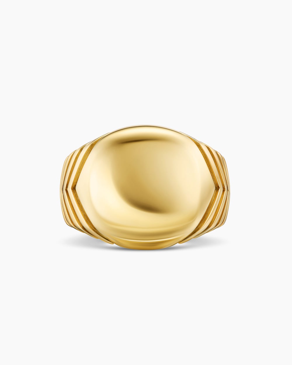 Mens Chevron Signet Ring in 18K Yellow Gold, 18mm