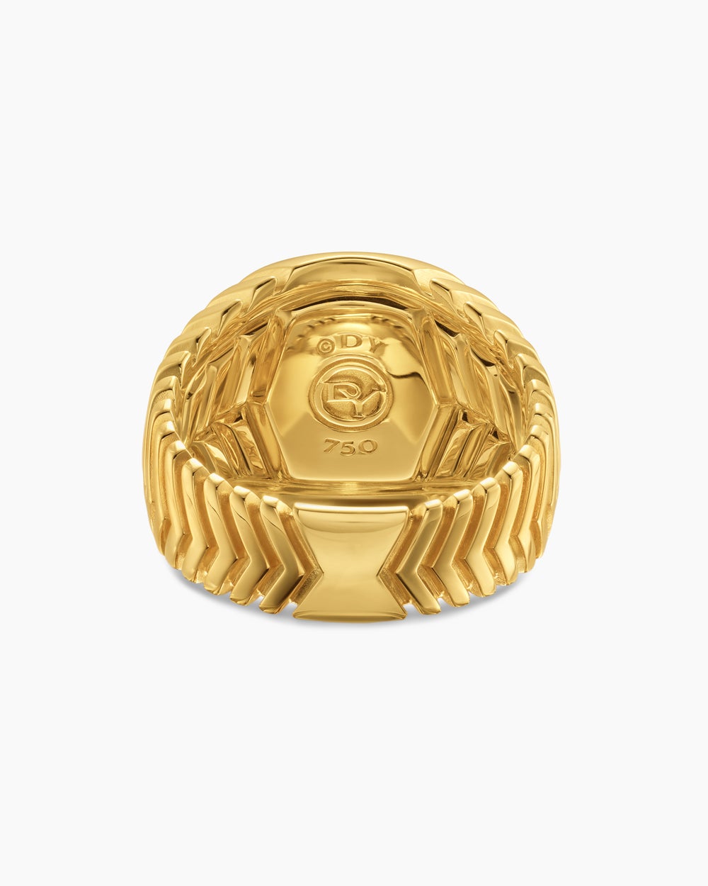 Mens Chevron Signet Ring in 18K Yellow Gold, 18mm