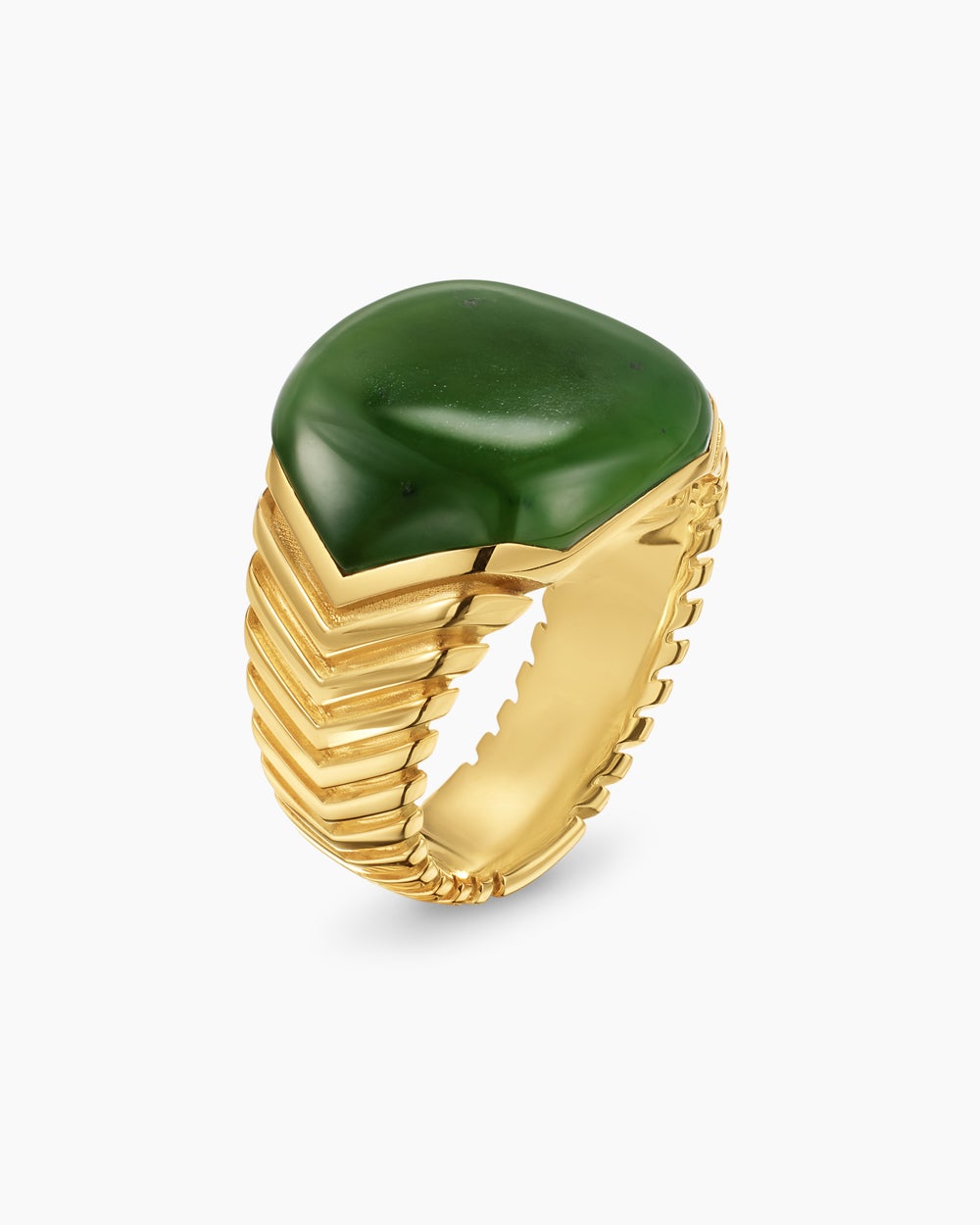 Mens Chevron Signet Ring in 18K Yellow Gold, 18mm
