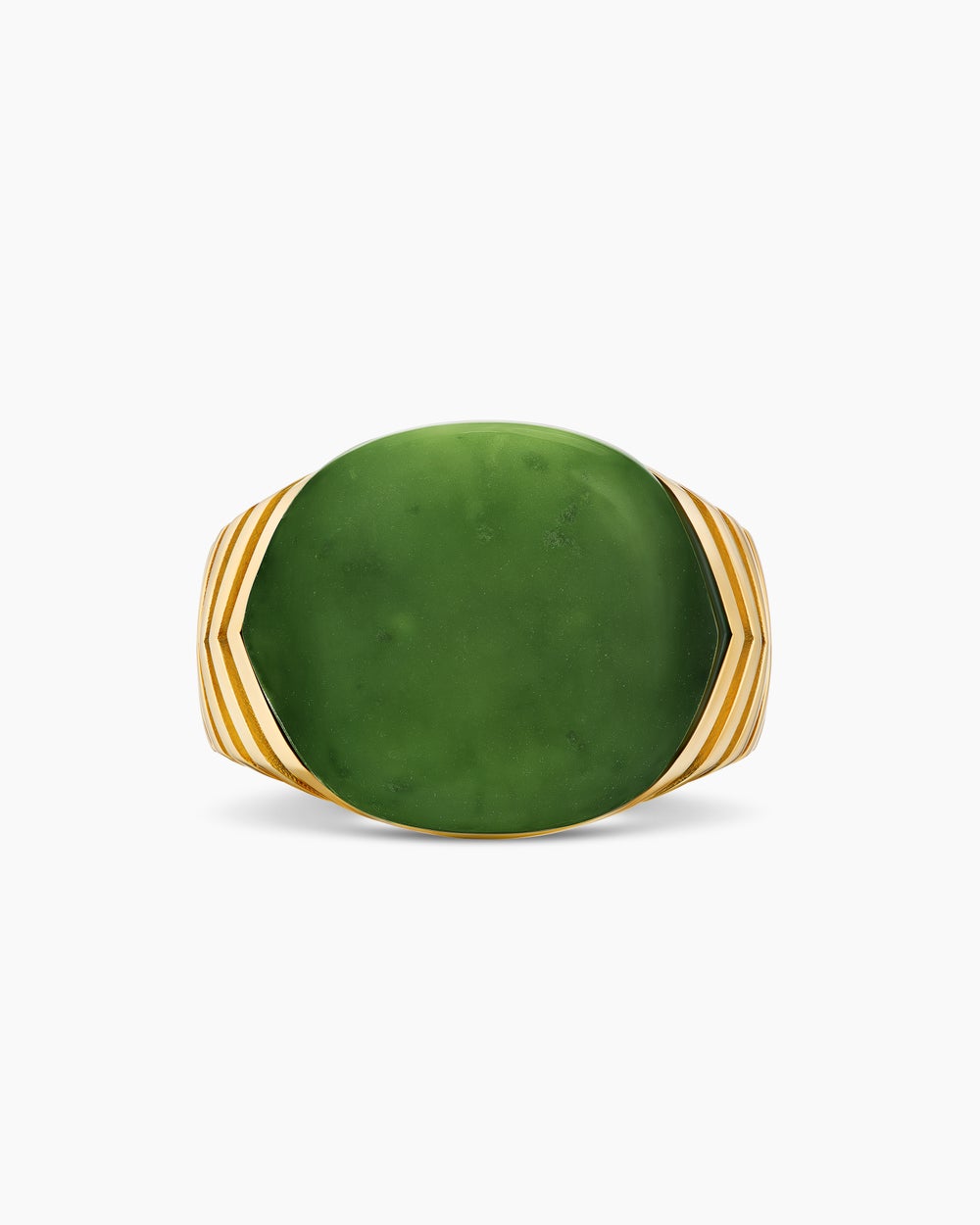 Mens Chevron Signet Ring in 18K Yellow Gold, 18mm