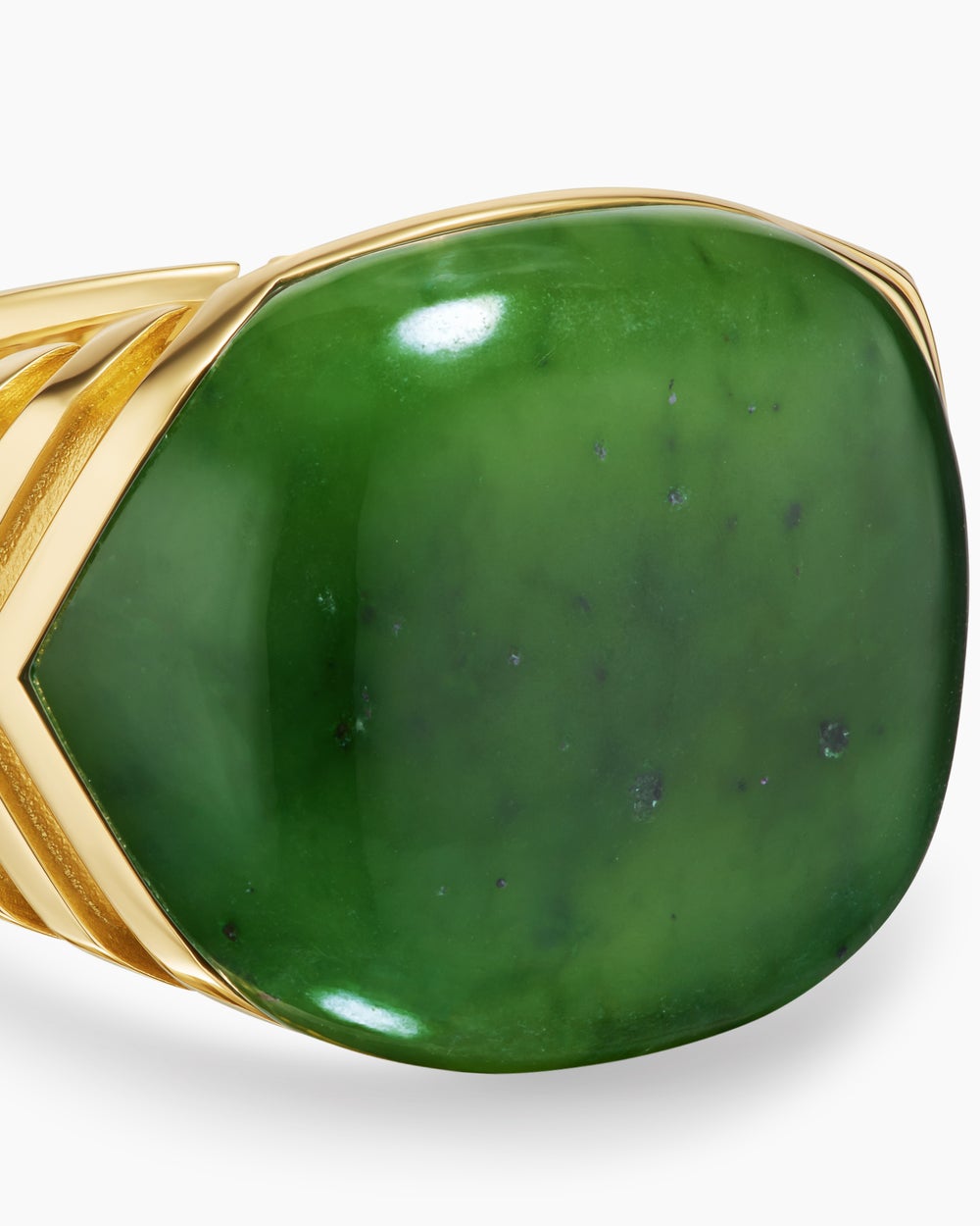 Mens Chevron Signet Ring in 18K Yellow Gold, 18mm