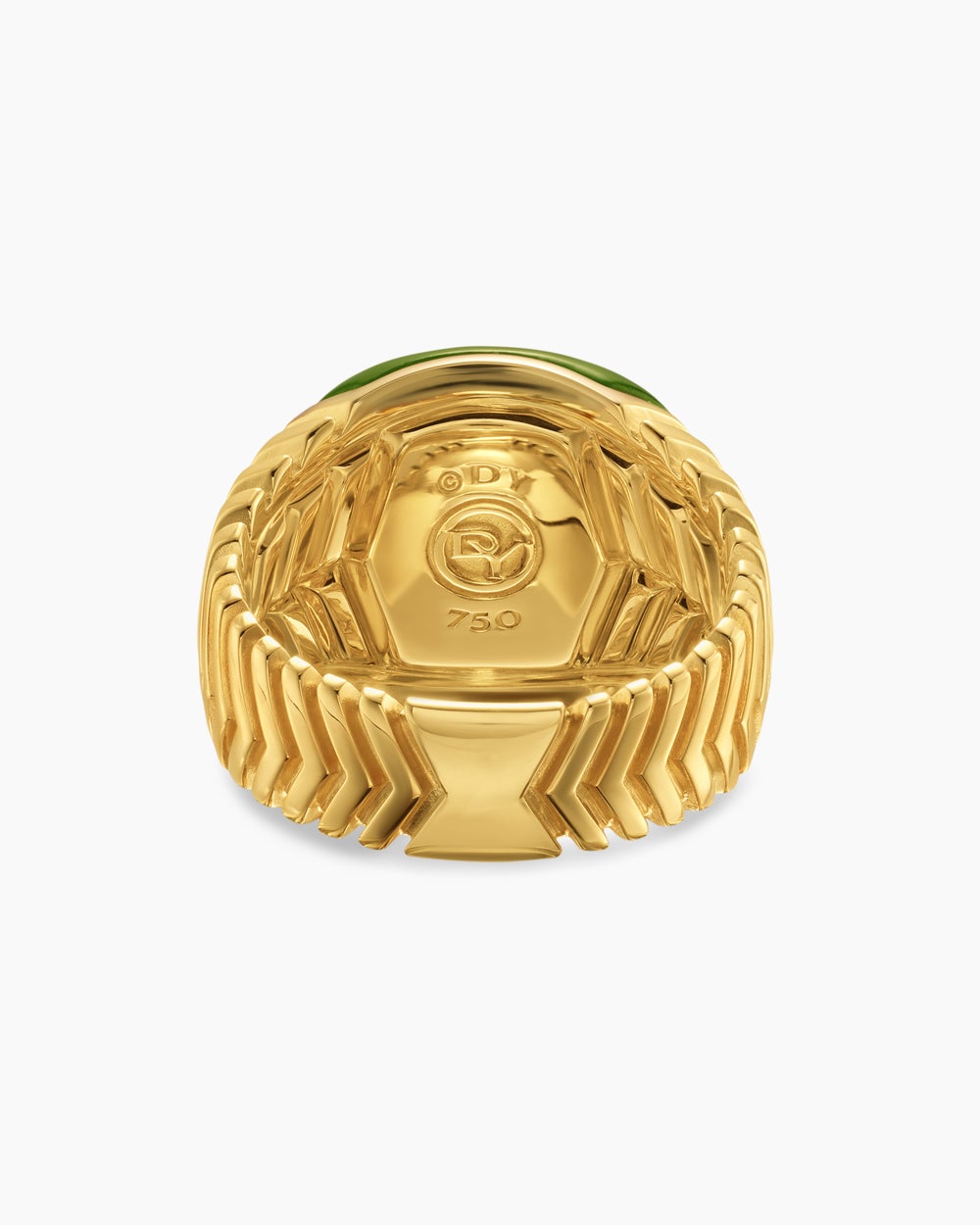 Mens Chevron Signet Ring in 18K Yellow Gold, 18mm