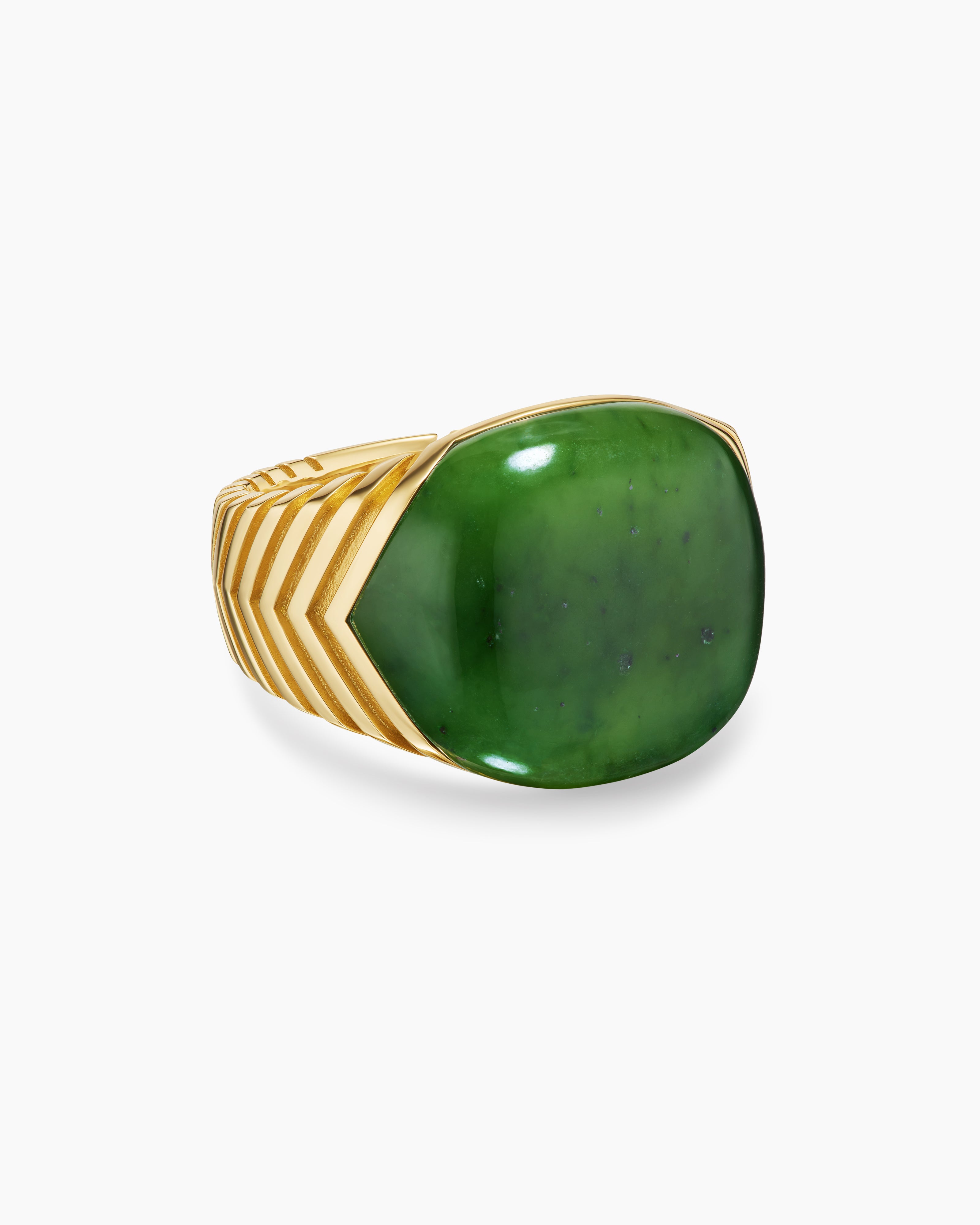 Mens Chevron Signet Ring in 18K Yellow Gold, 18mm
