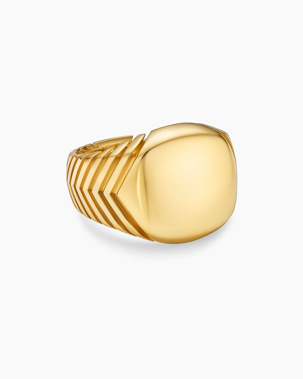Mens Chevron Signet Ring in 18K Yellow Gold, 18mm