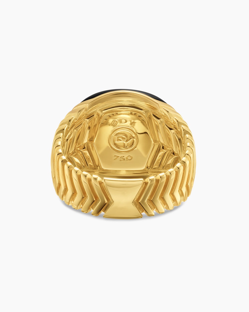 Mens Chevron Signet Ring in 18K Yellow Gold, 18mm