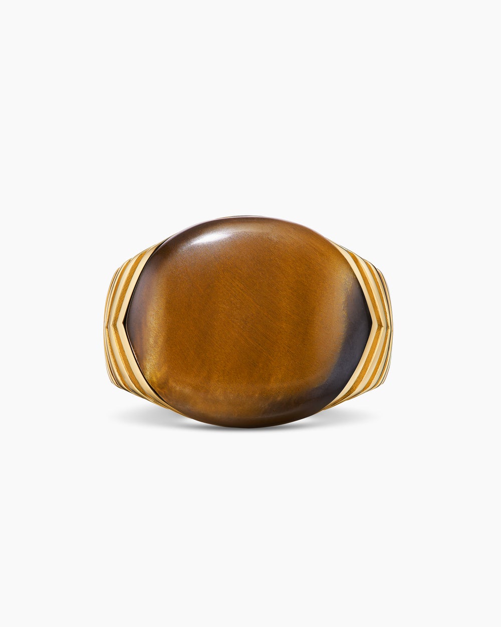 Mens Chevron Signet Ring in 18K Yellow Gold, 18mm