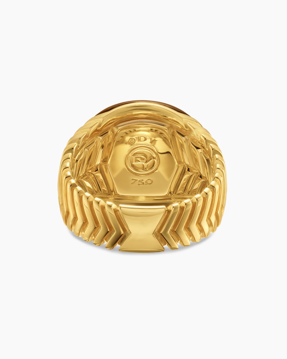 Mens Chevron Signet Ring in 18K Yellow Gold, 18mm