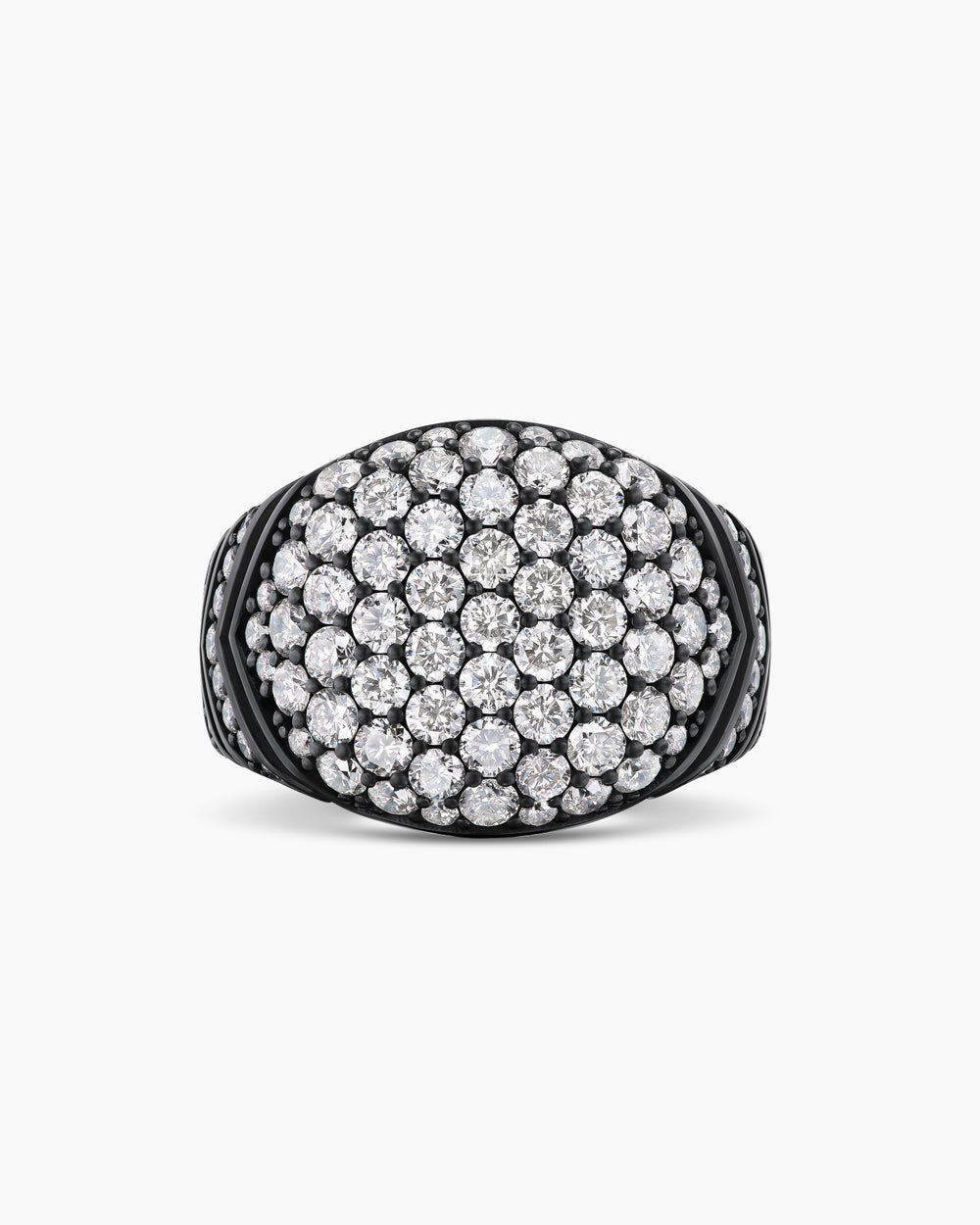 Mens Chevron Signet Ring in Black Titanium, 18mm