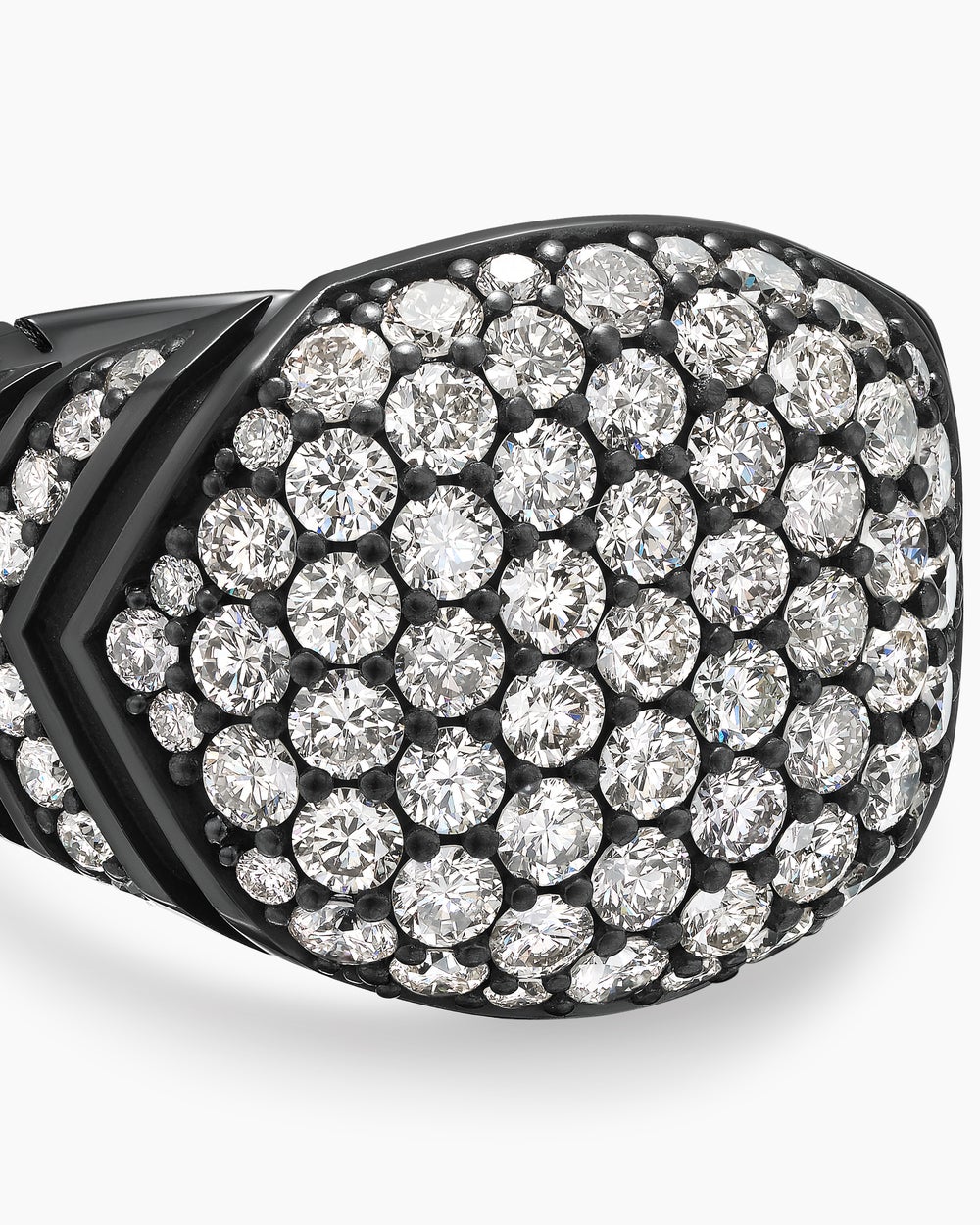 Mens Chevron Signet Ring in Black Titanium, 18mm