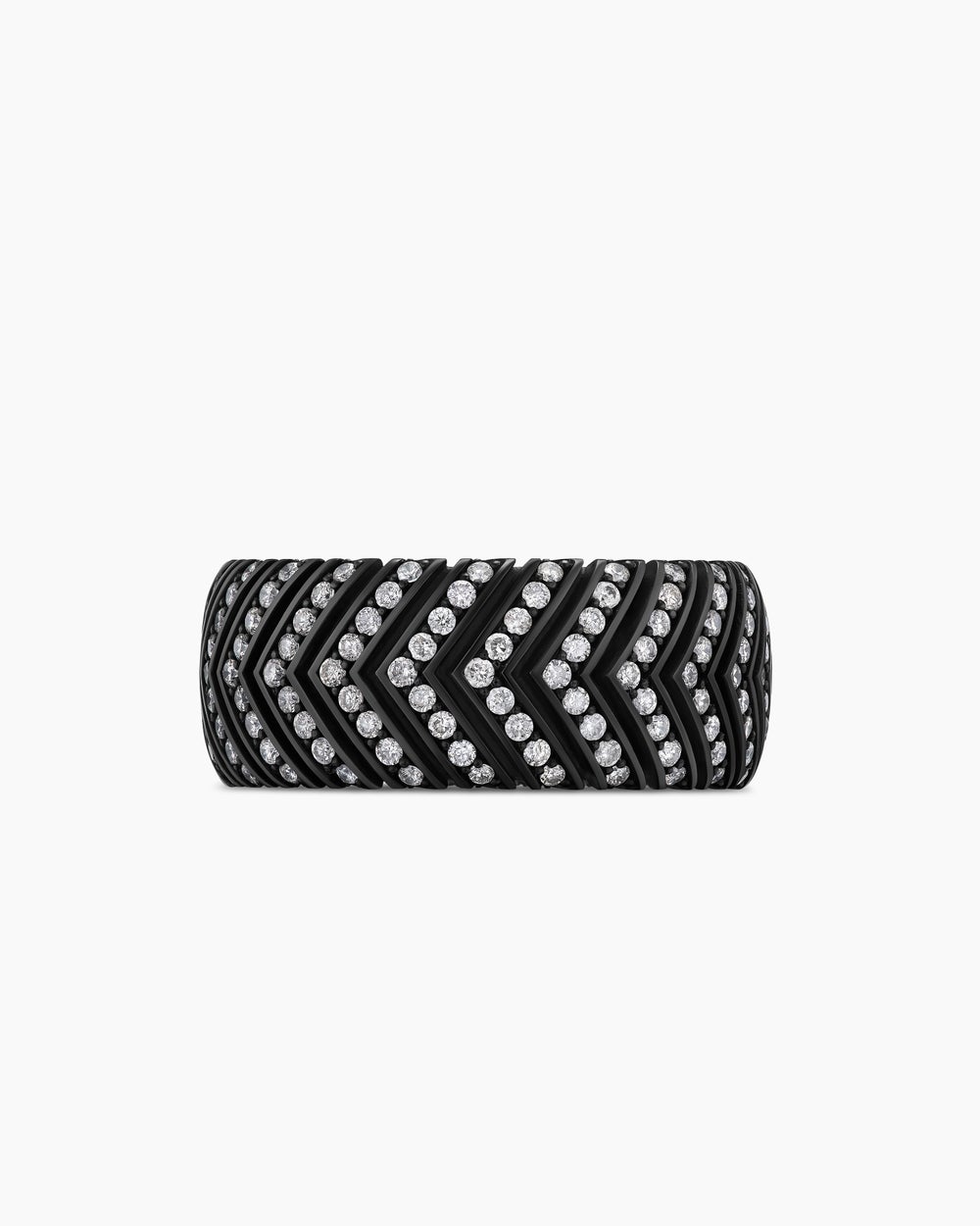 Mens Chevron Band Ring in Black Titanium, 10mm