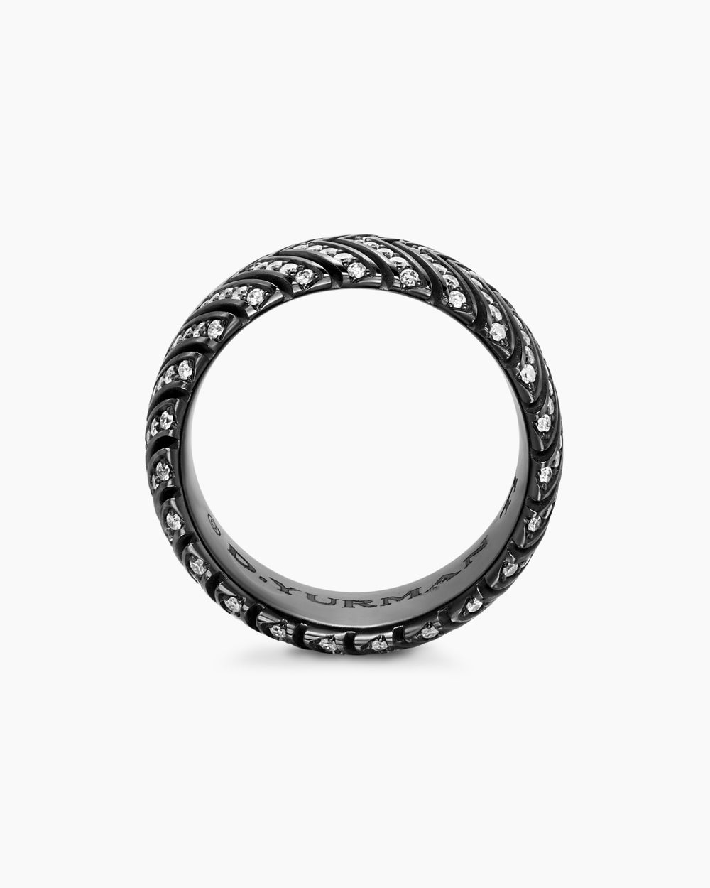 Mens Chevron Band Ring in Black Titanium, 10mm
