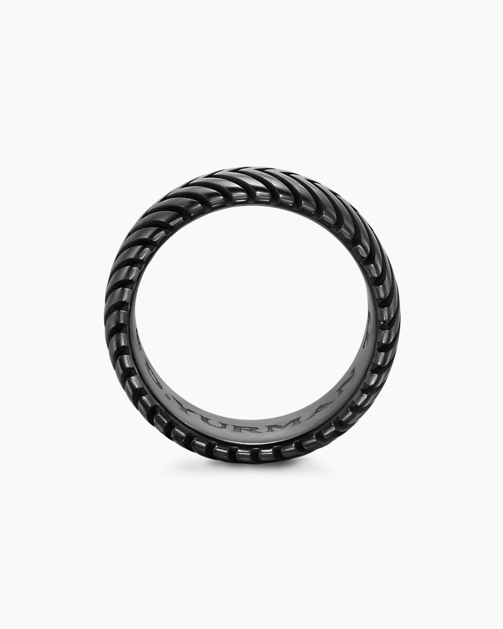 Mens Chevron Band Ring in Black Titanium, 10mm