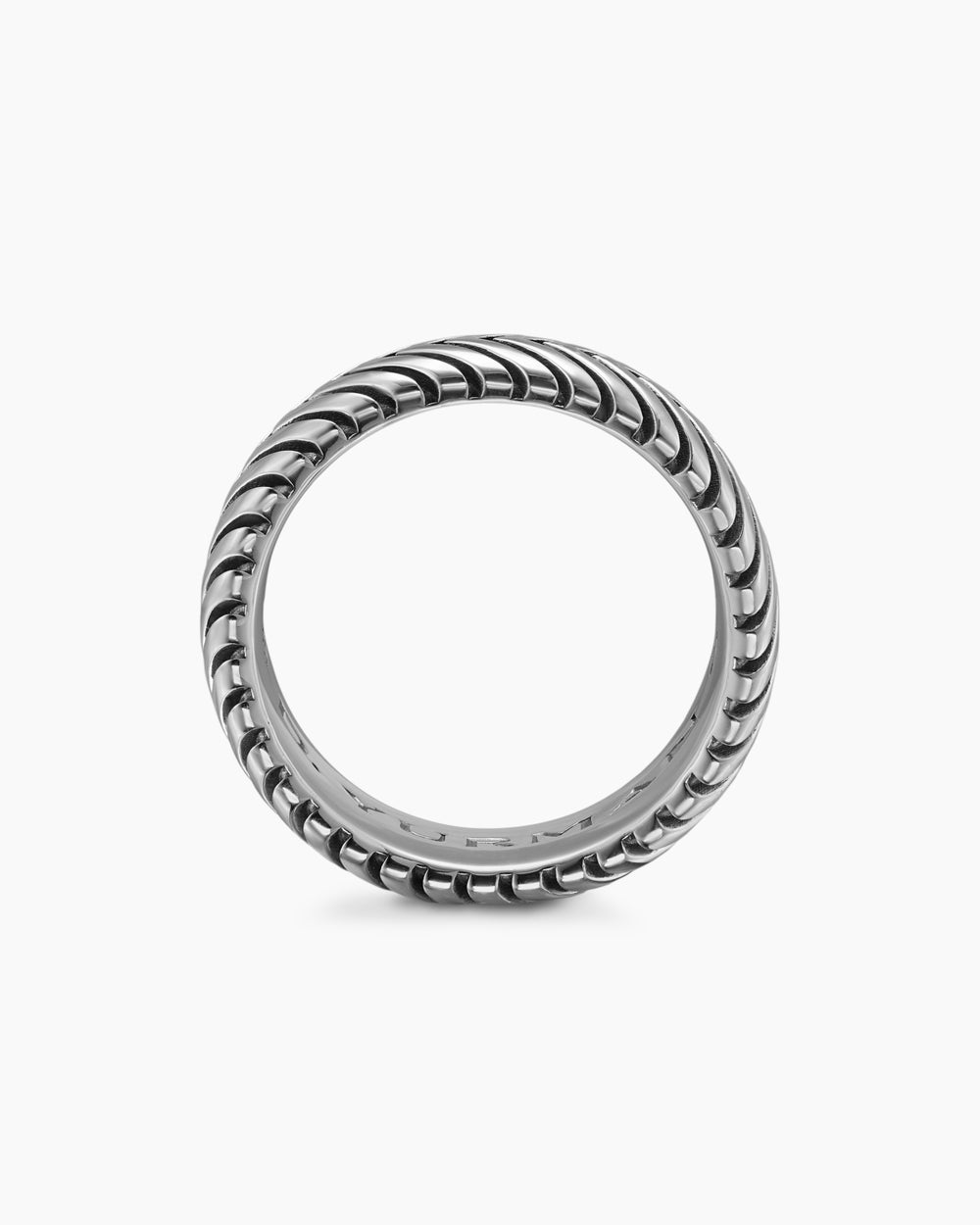 Mens Chevron Band Ring in Sterling Silver, 10mm