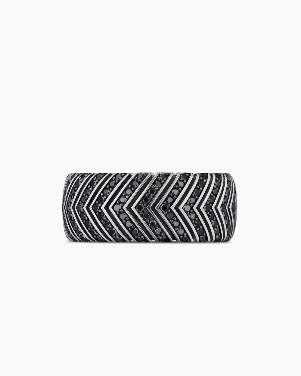 Mens Chevron Band Ring in Sterling Silver, 10mm