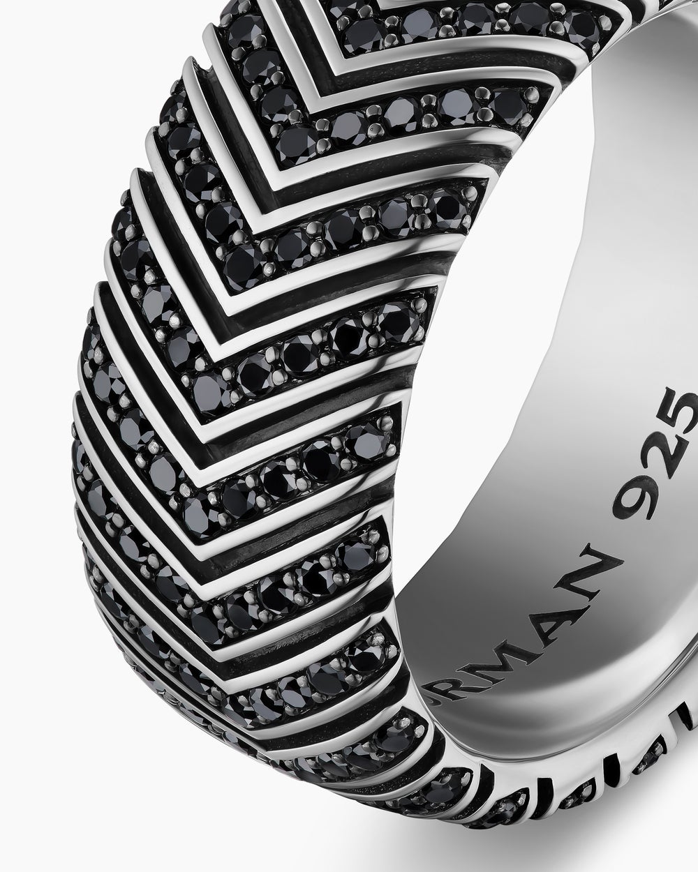 Mens Chevron Band Ring in Sterling Silver, 10mm