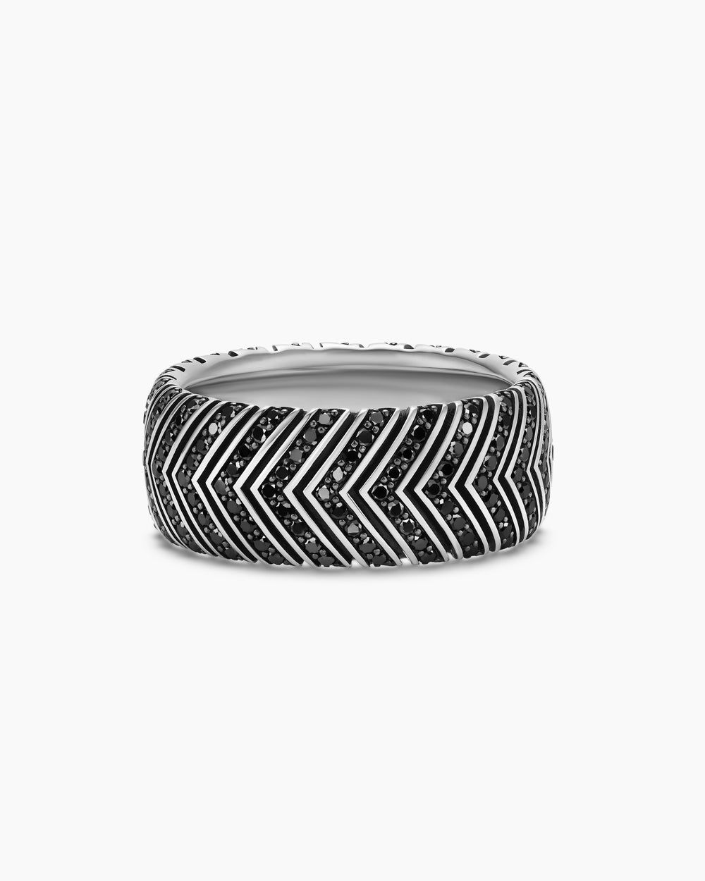 Mens Chevron Band Ring in Sterling Silver, 10mm