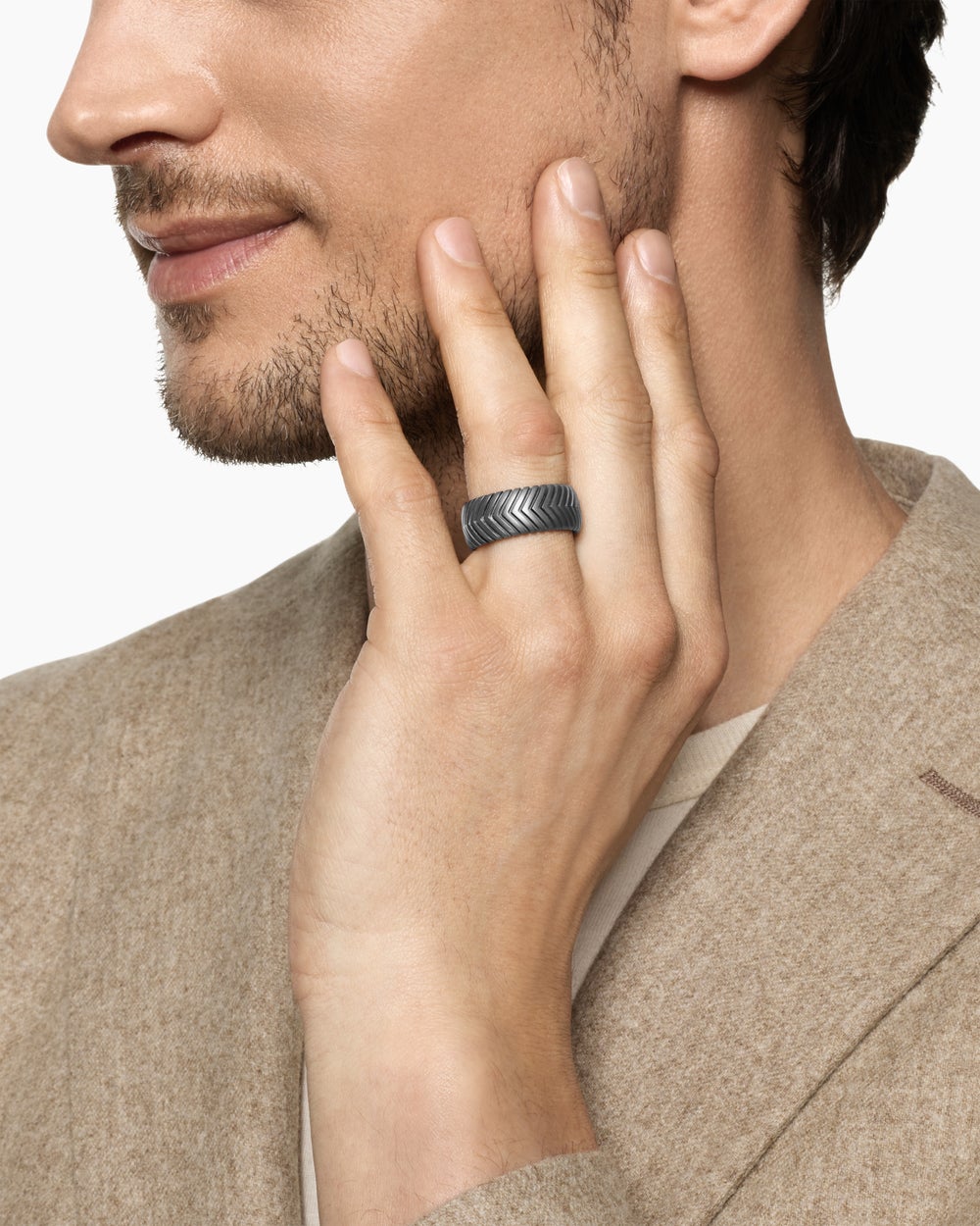 Anneau Chevron en titane anthracite, 10 mm hommes