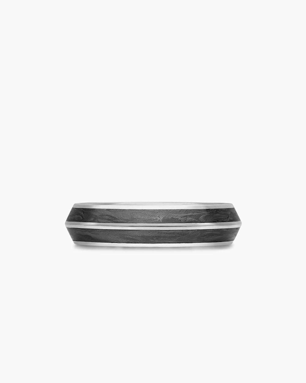 Mens Knife Edge Band Ring in 18K White Gold, 6mm