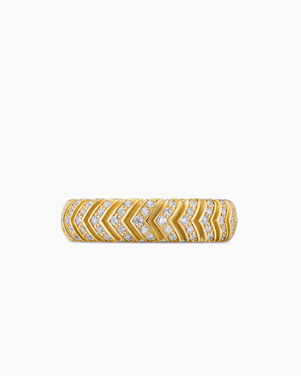 Mens Chevron Band Ring in 18K Yellow Gold, 6mm