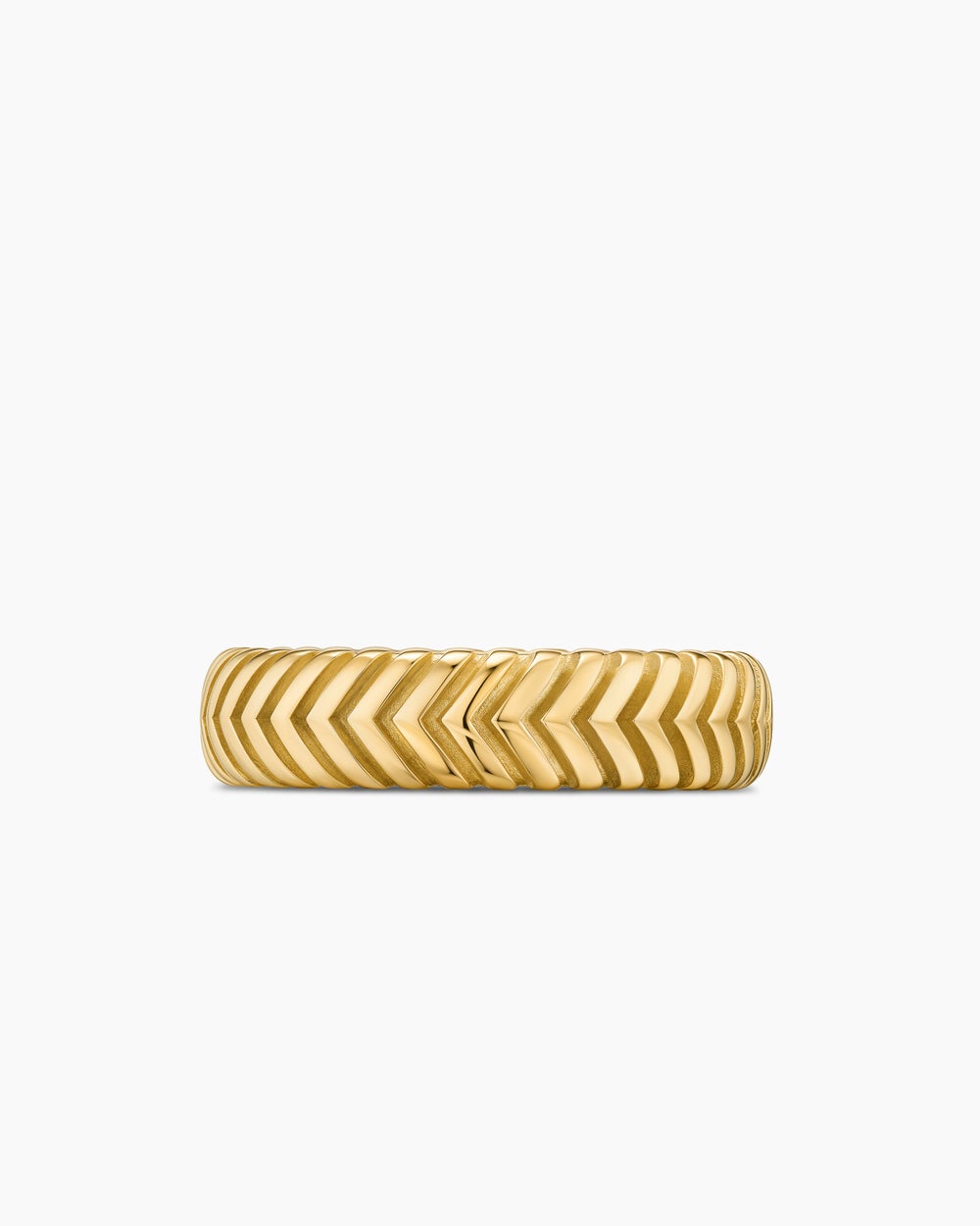Mens Chevron Band Ring in 18K Yellow Gold, 6mm