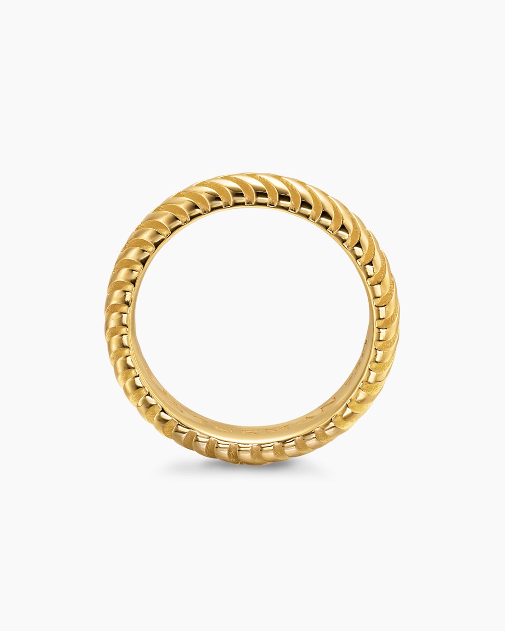 Mens Chevron Band Ring in 18K Yellow Gold, 6mm