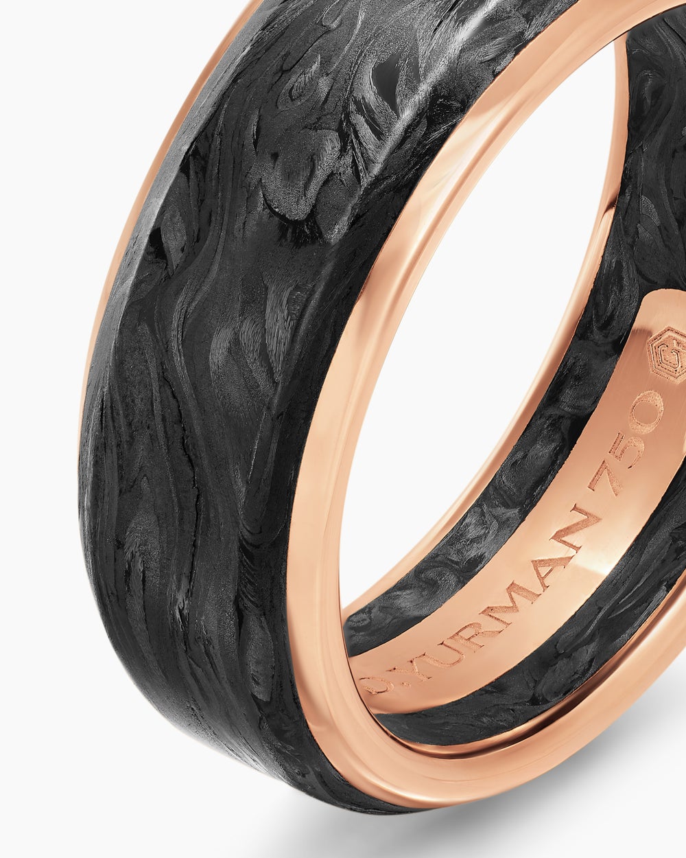 Anneau Streamline® en or rose 18 carats avec Forged Carbon, 8 mm hommes