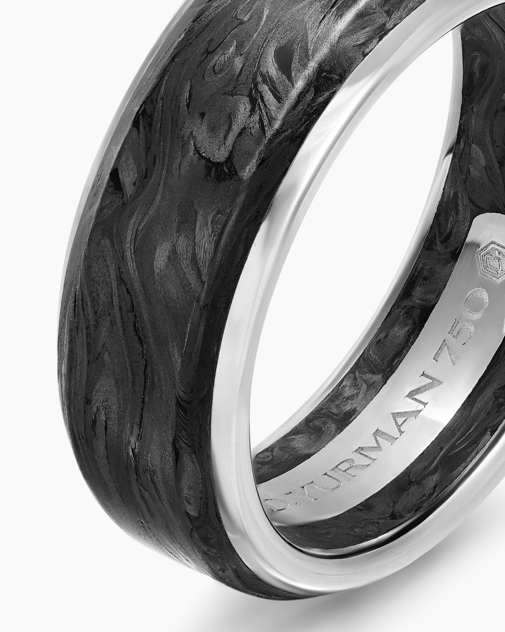 Bague Streamline<sup>®</sup> dans Or blanc 18 carats avec Forged Carbon, 8 mm