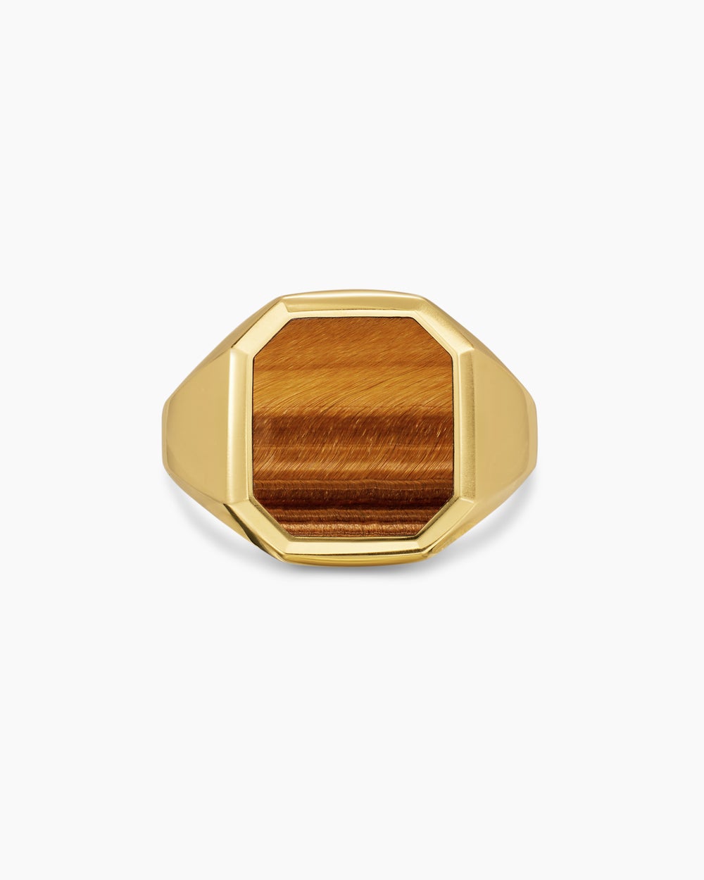 Chevalière Streamline® en or jaune 18 carats avec œil-de-tigre, 18 mm homme