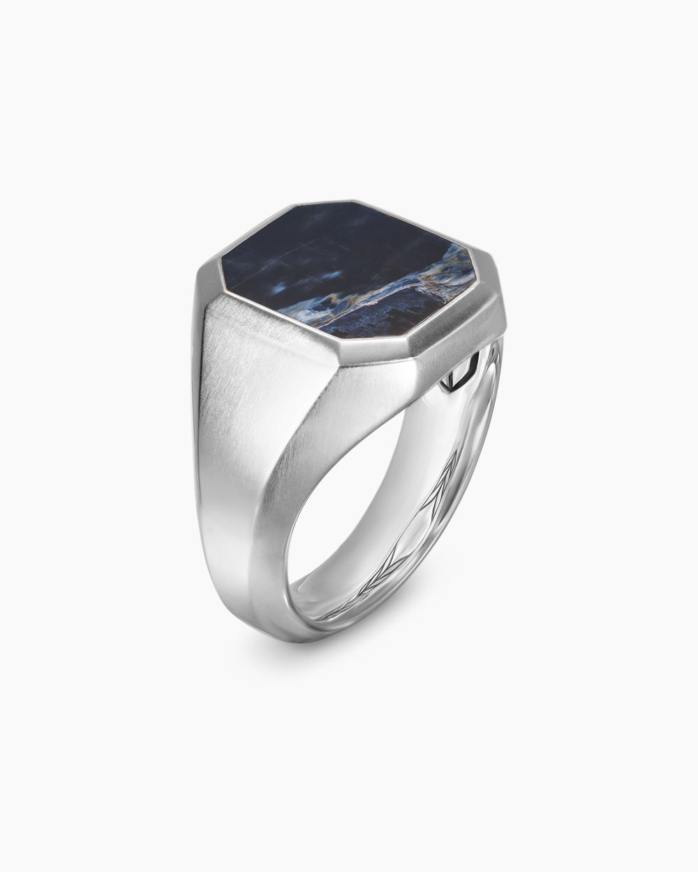 Mens Streamline Signet Ring in Sterling Silver, 18mm