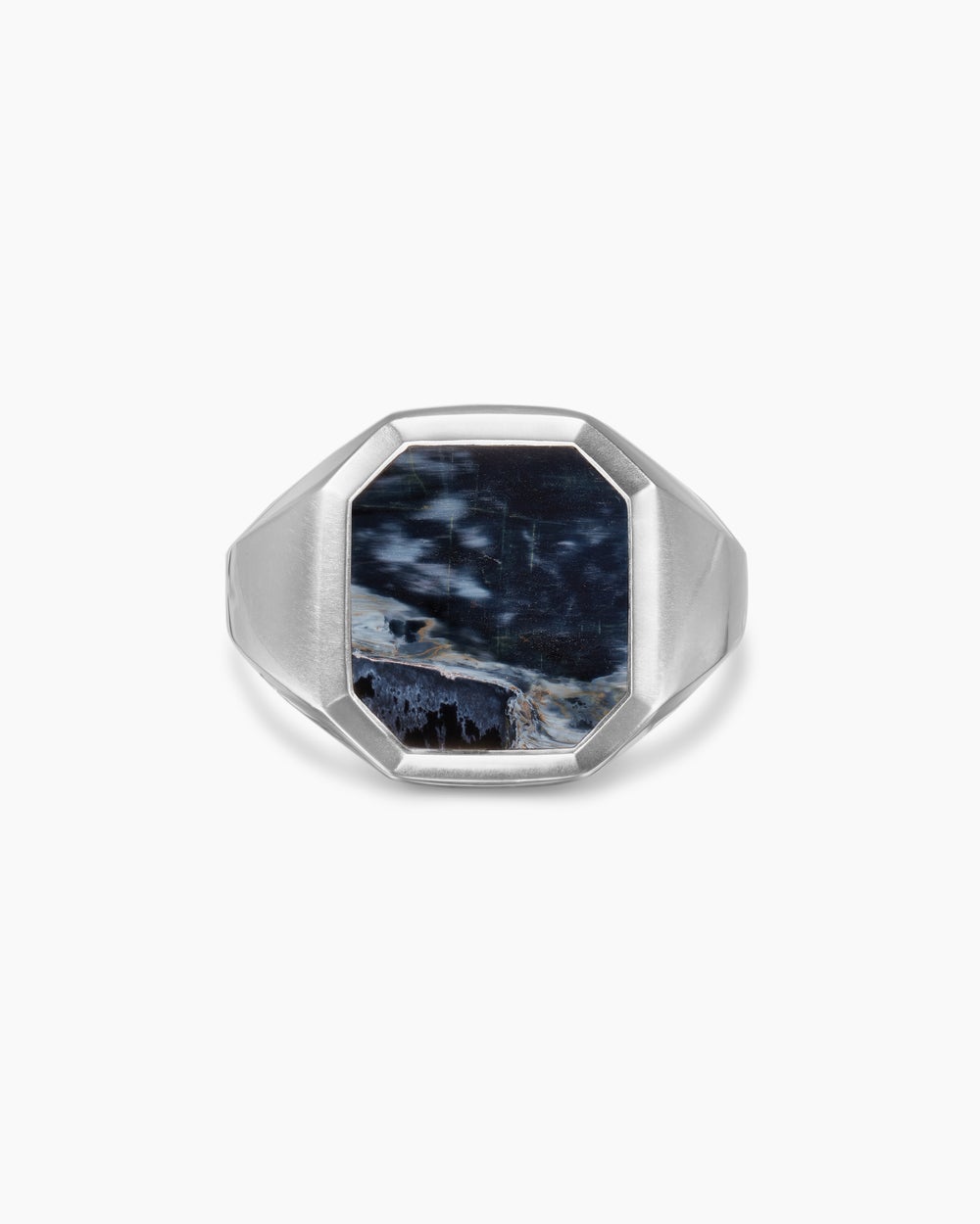 Mens Streamline Signet Ring in Sterling Silver, 18mm