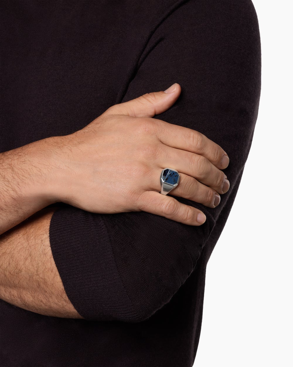 Mens Streamline Signet Ring in Sterling Silver, 18mm