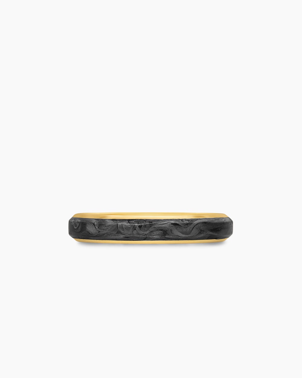 Mens Streamline® Band Ring in 18K Yellow Gold with Forged Carbon, 4mm