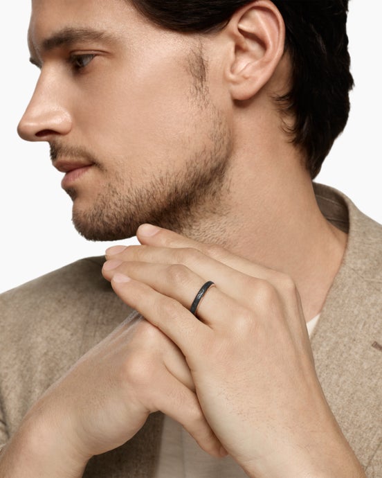 Streamline® Band Ring in 18K Rose Gold with Forged Carbon, 4mm