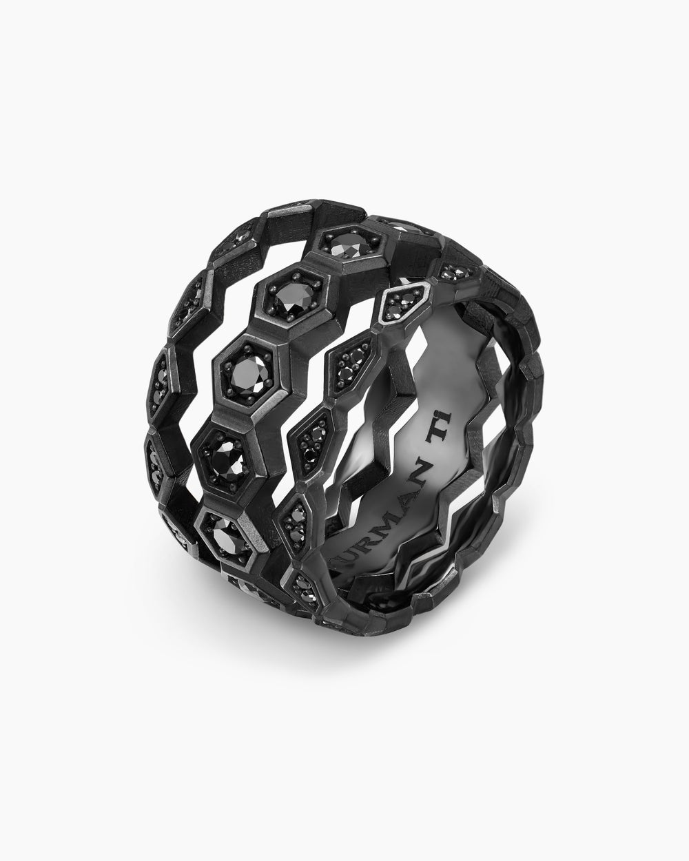 Mens Hex Stack Ring in Black Titanium, 9.3mm