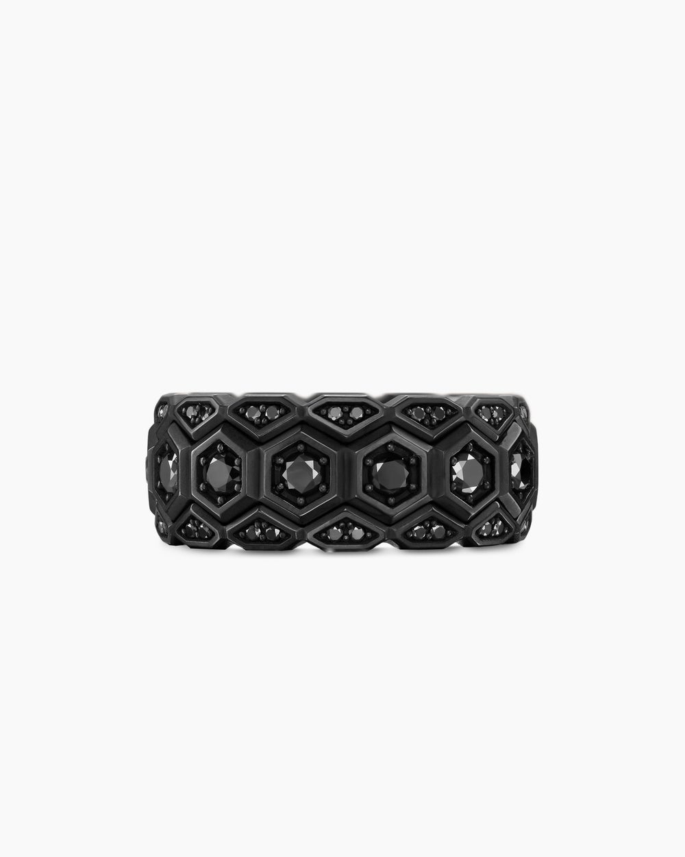 Mens Hex Stack Ring in Black Titanium, 9.3mm