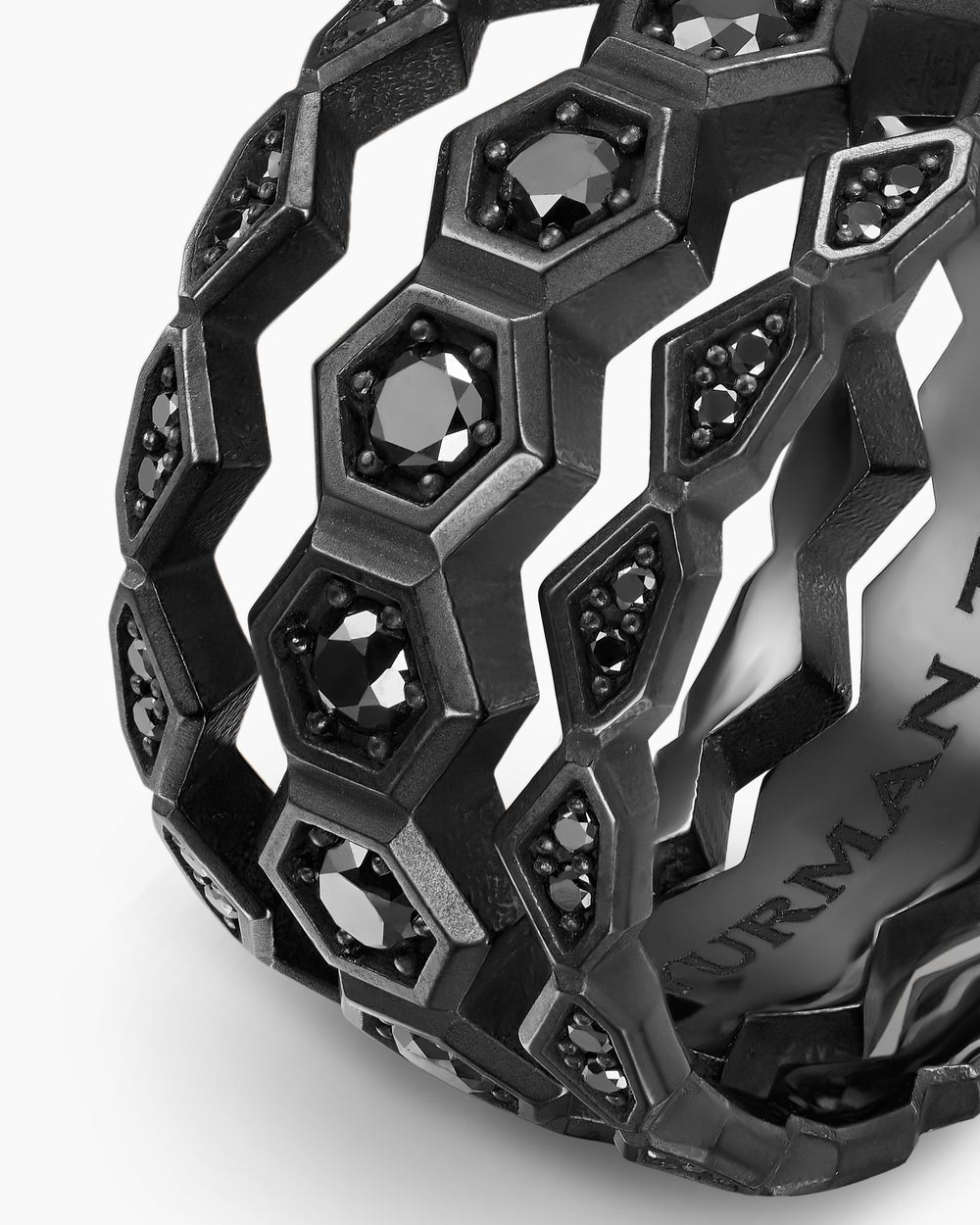 Mens Hex Stack Ring in Black Titanium, 9.3mm