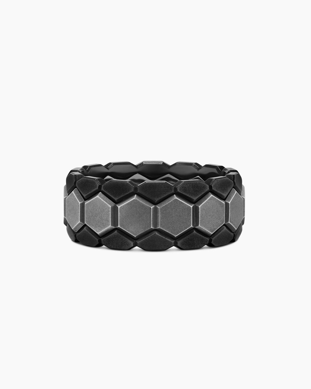 Mens Hex Stack Ring in Black Titanium with Grey Titanium, 9.3mm