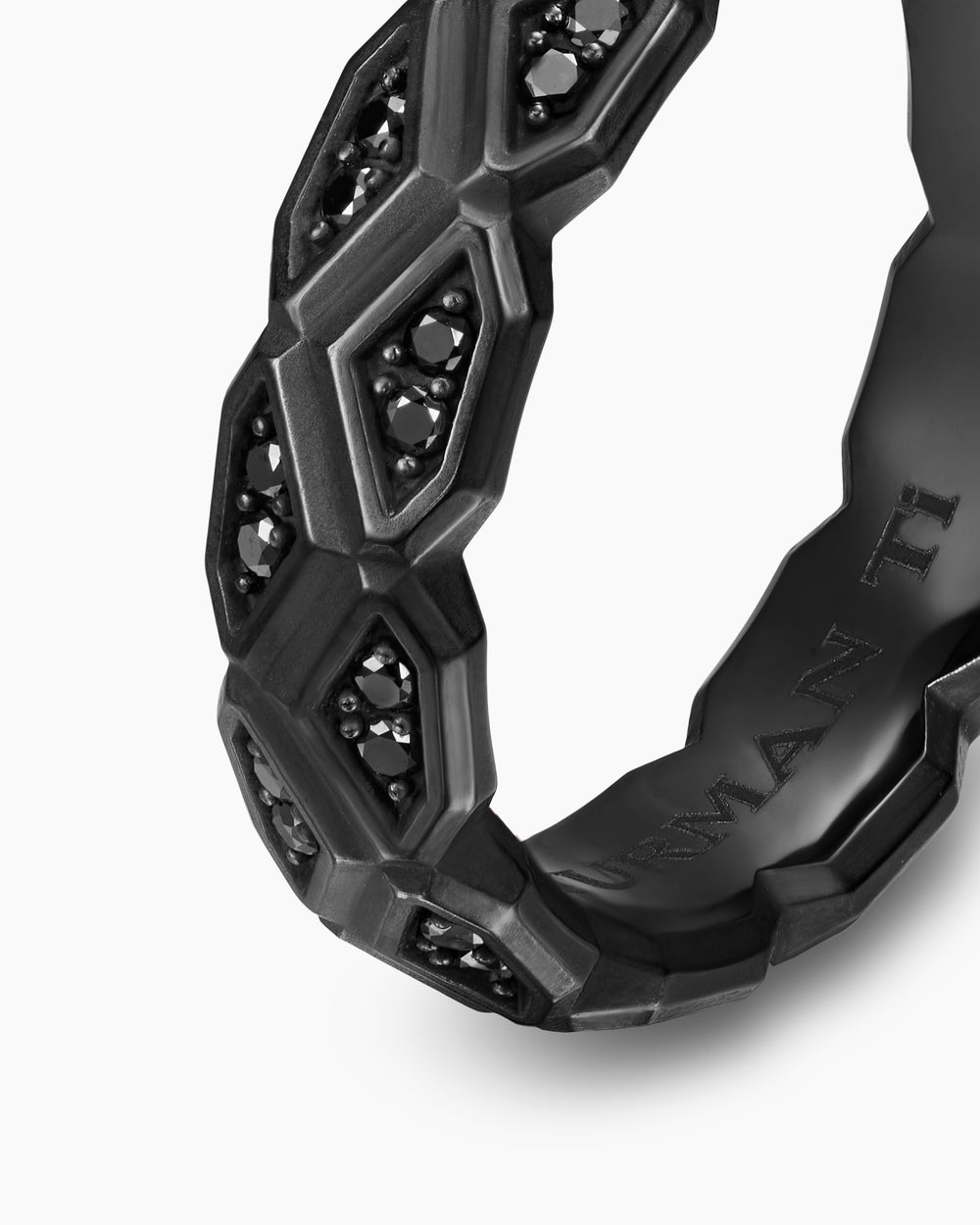 Mens Hex Band Ring in Black Titanium, 6mm
