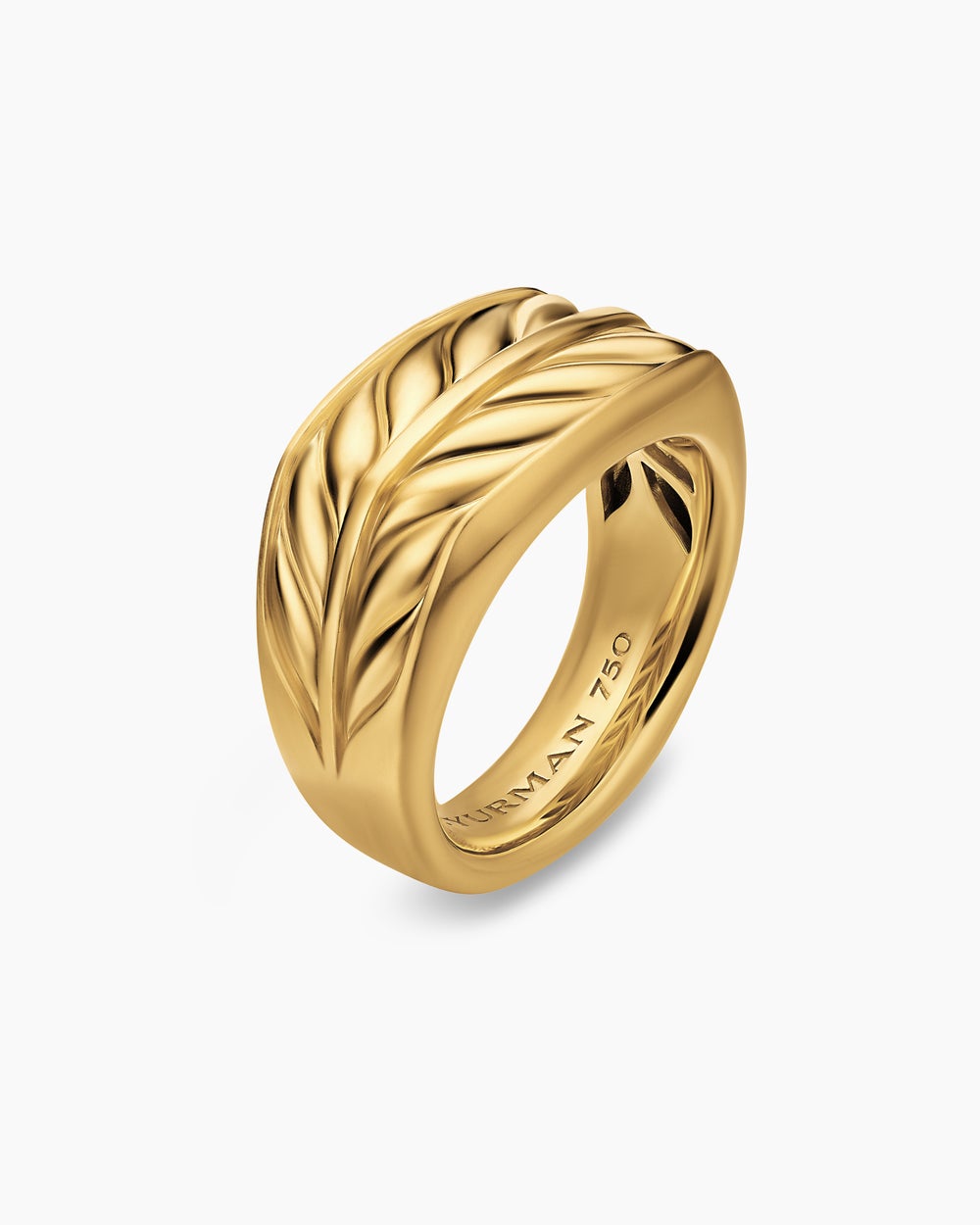Chevalière Chevron à trois faces en or jaune 18 carats, 12,5 mm hommes
